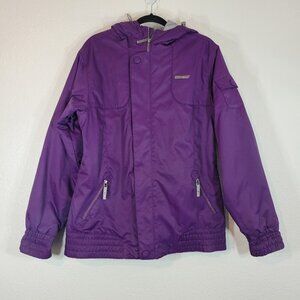 SIMS Snowboarding Jacket Women Size XL Hooded Zip Purple Pockets Nylon Winter